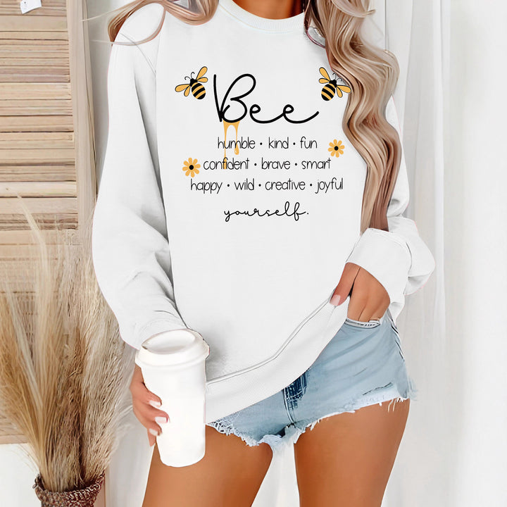 Dame sweatshirts med inspirerende bien mote og positive affirmasjoner Skjora