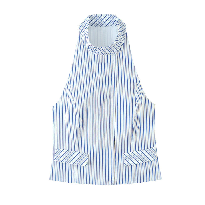 Dame elegante shorts med fint stripemønster og høy midje Skjora