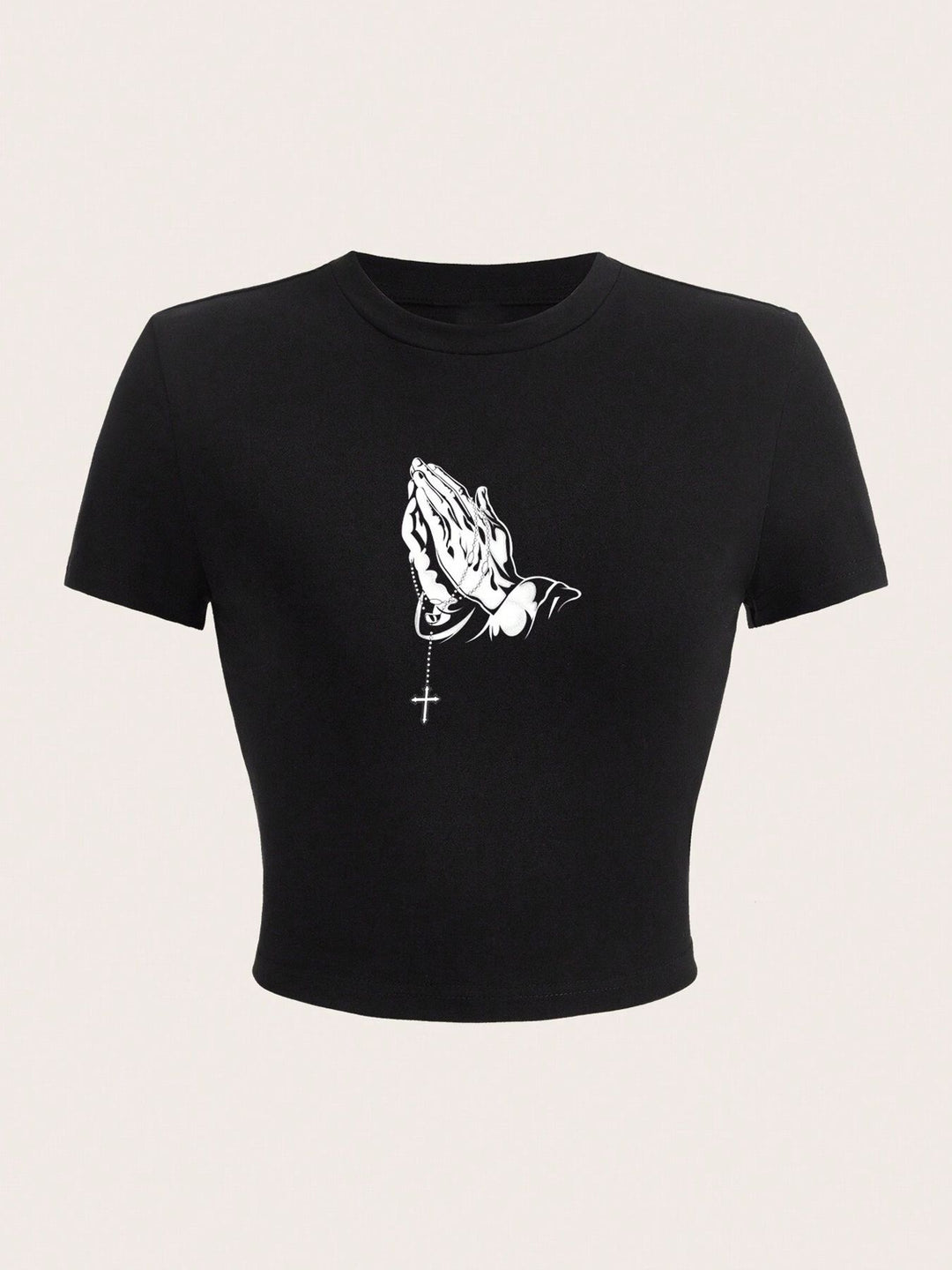 Dame Crop-Top med iøynefallende tekst Skjora