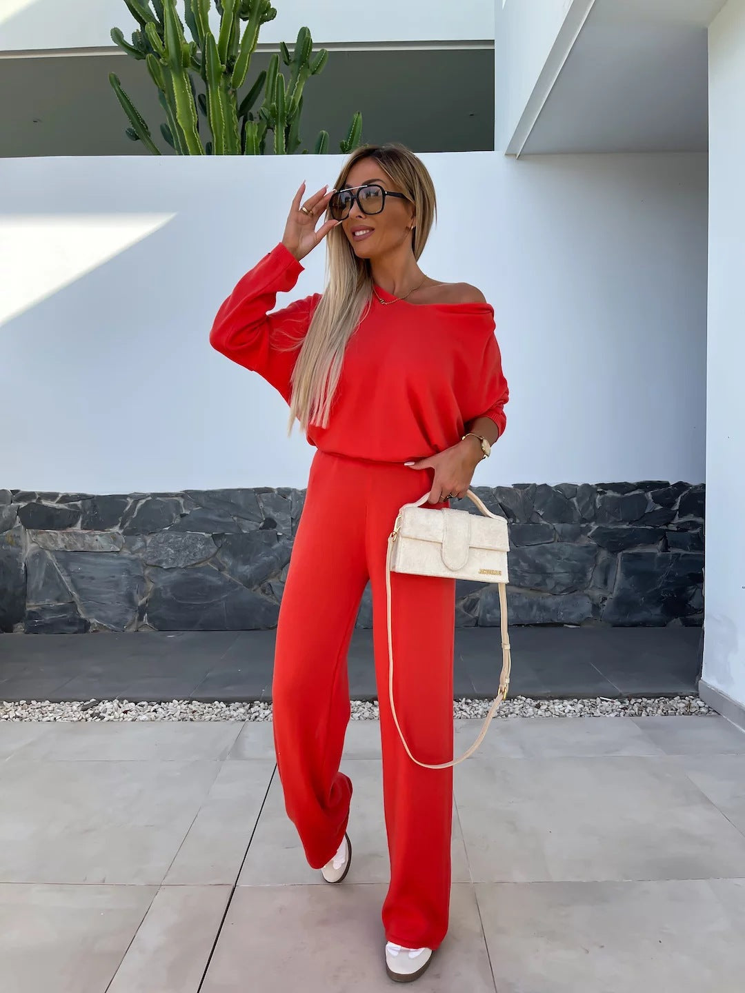 Kvinnes Fleece Lounge Wear Set med Løs Passform og Fritidsstil