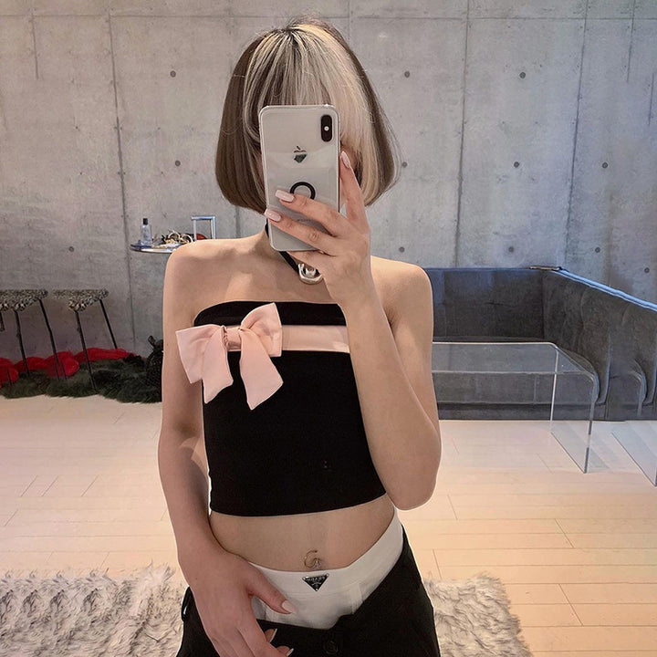 Dame bandeau topp med elegant sløyfedesign Skjora