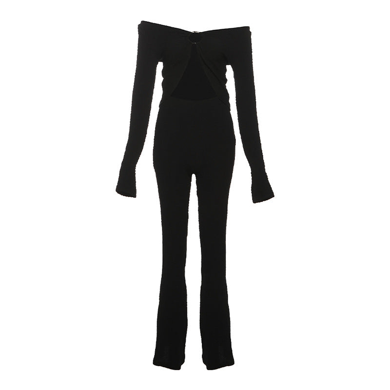 Dame sett med frisk cut-out design og langermet bluse Skjora