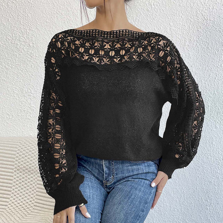 Dame Elegant strikket topp med raffinerte spissärmer Skjora