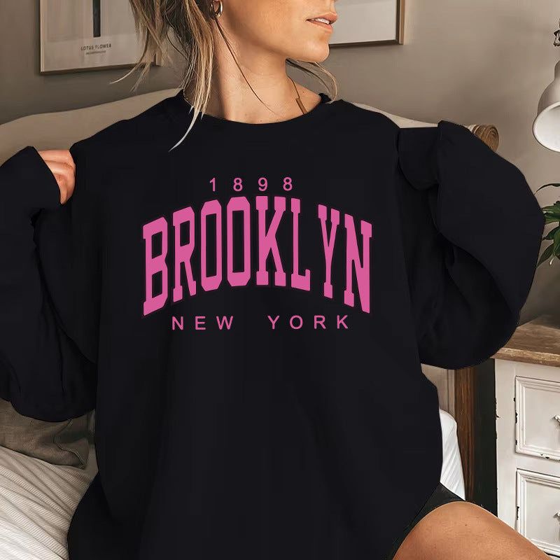 Dame sweatshirt med avslappet Brooklyn trykk og behagelig passform Skjora