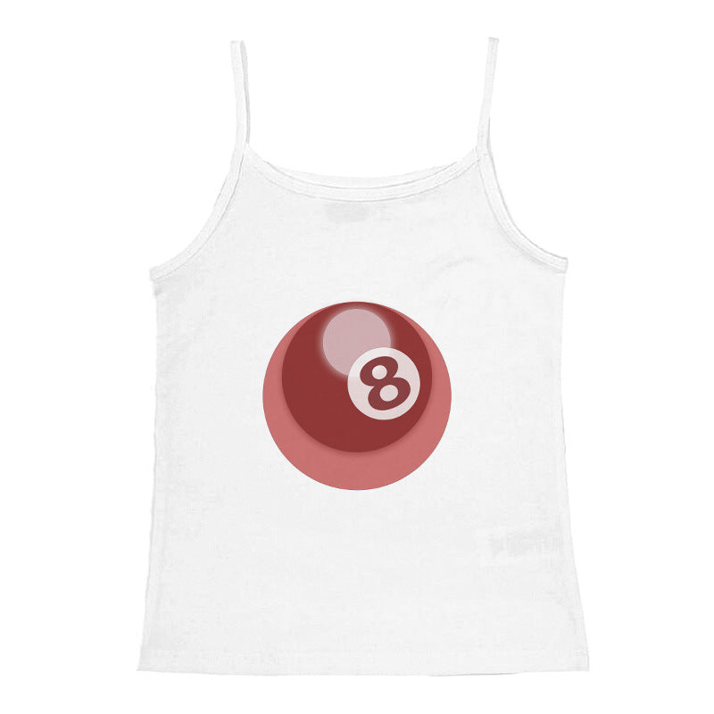 Dame ermeløs tanktop med kreativt biljardmotiv Skjora