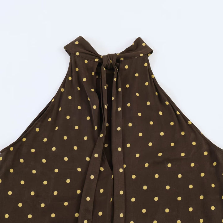 Dame Maxikjole med elegant volang og moderne punkdesign Skjora