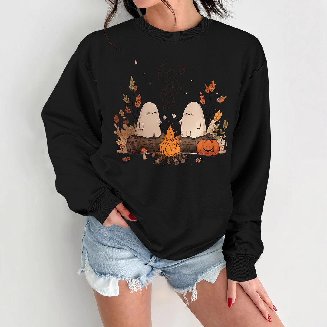 Dame sweatshirt med leken skummel motiv og komfortabel passform Skjora