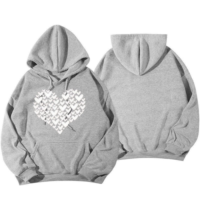 Dame Hoodie Sweatshirt med Stor Hjerte Design Skjora