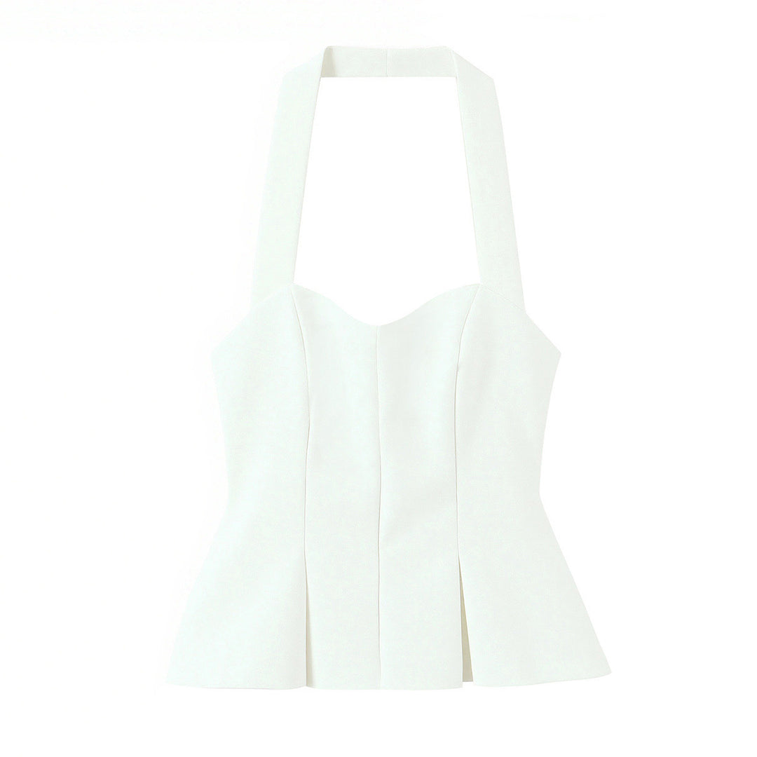 Dame stilig Bustier-bluse med figurtilpasset silhuett og dekorativ halterneck Skjora
