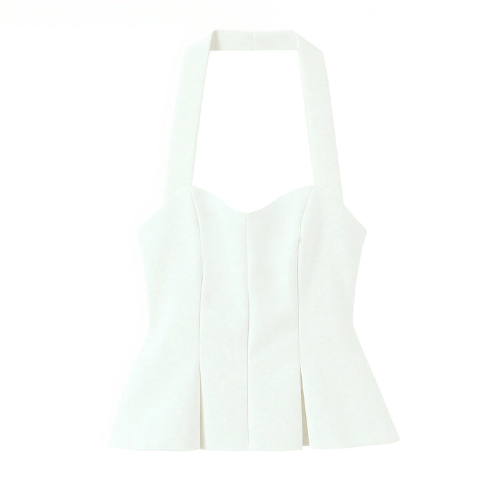 Dame stilig Bustier-bluse med figurtilpasset silhuett og dekorativ halterneck Skjora