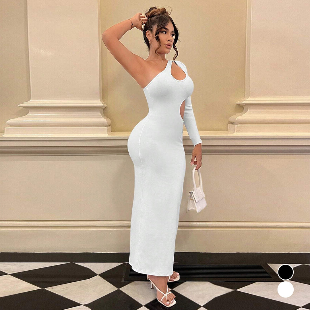 Damer Longsleeve Maxi-kjole med sexy cut-outs og kroppsnær passform Skjora