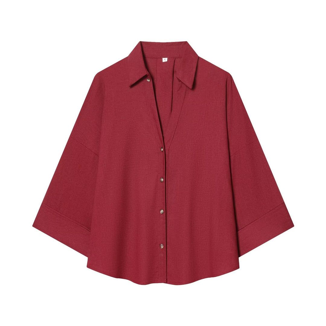 Dame skjorte-bluse med avslappet snitt og elegante 3/4-ermer Skjora