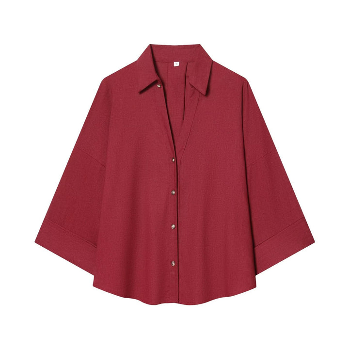 Dame skjorte-bluse med avslappet snitt og elegante 3/4-ermer Skjora