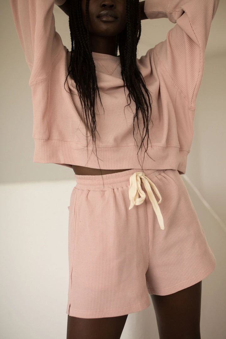 Kvinne Casual Oversized Sweatshirt og Shorts Sett Skjora