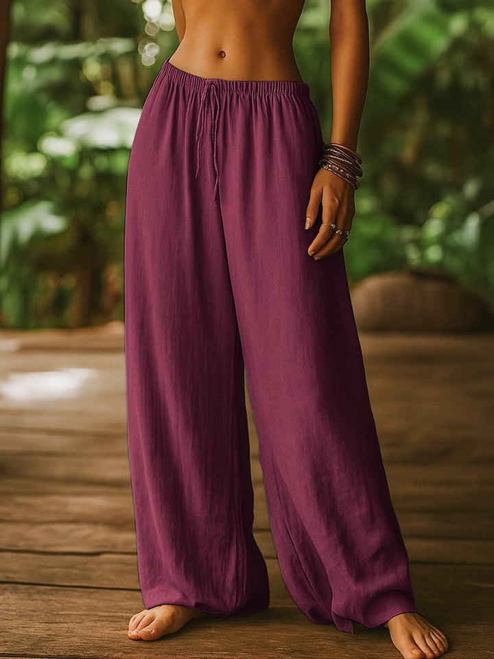 Ladies Wide Cut Summer Trousers with Elastic Waistband and Drawstring Skjora