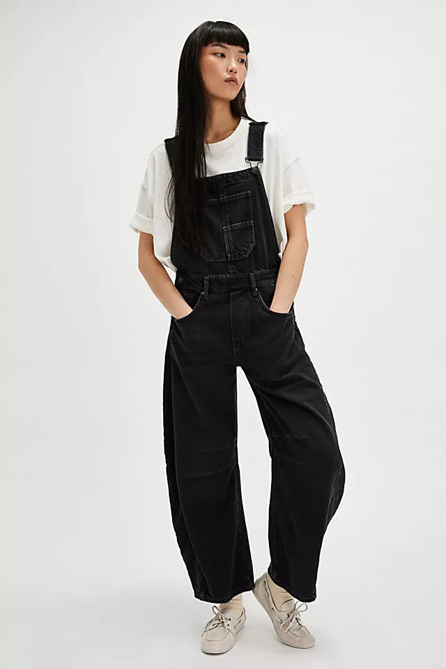 Damer casual denim jumpsuit i moderne snitt med justerbare stropper Skjora