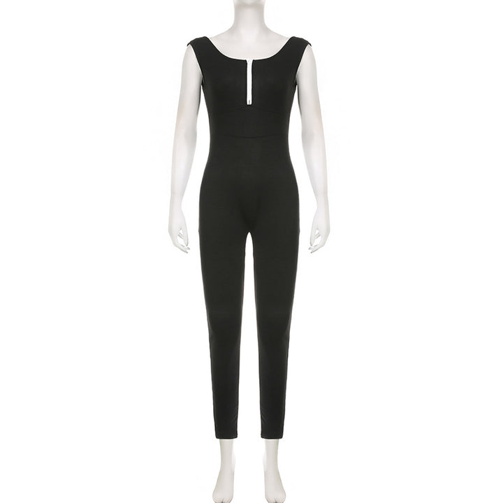 Dame figurvennlig jumpsuit med elegant glidelås og smale ben Skjora