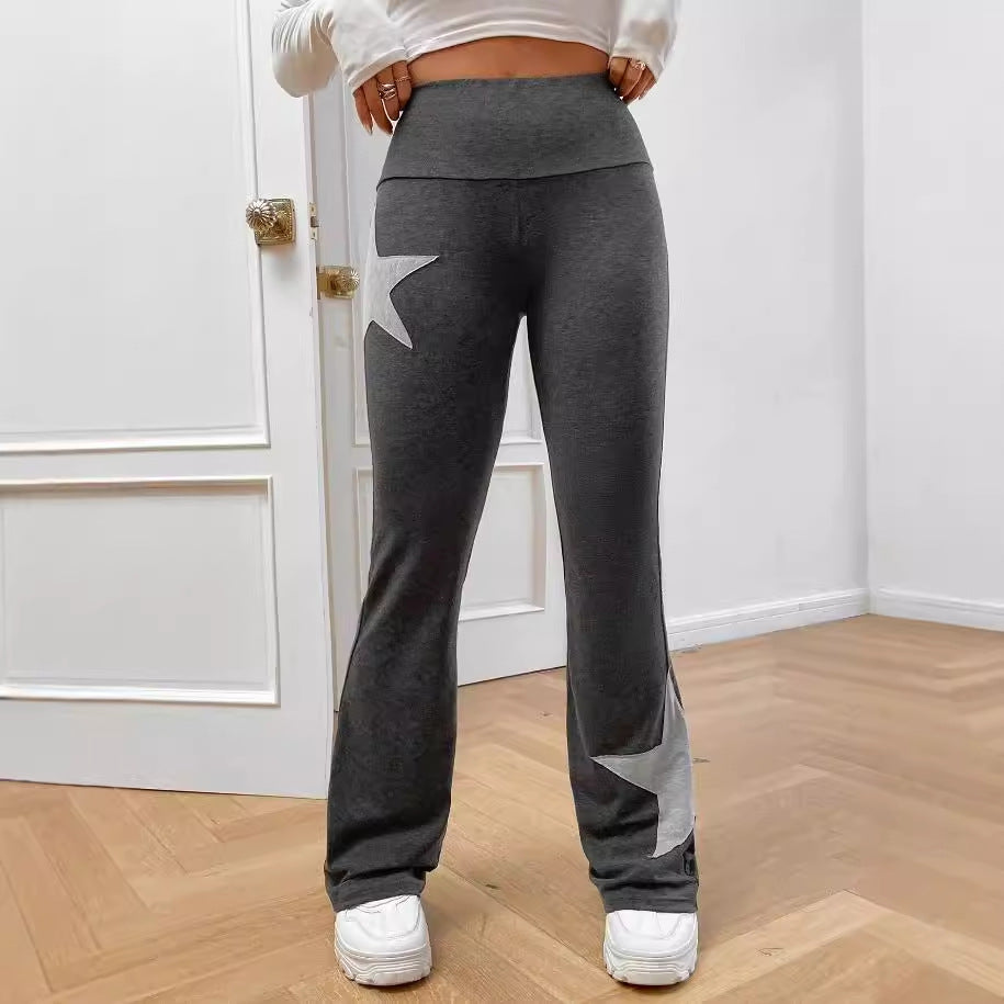Damer ledige Bootcut-Leggins med stjernemotiv Skjora