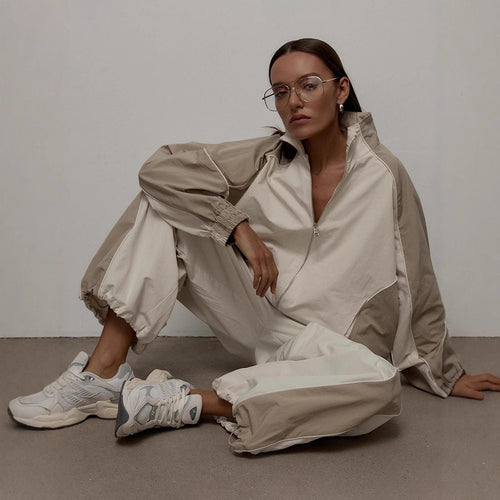 Dame sporty oversized jakke med høy krage og glidelås Skjora