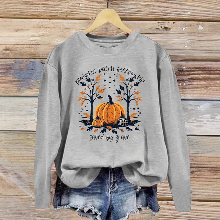Dame sweatshirt med høst gresskar design og avslappet passform Skjora
