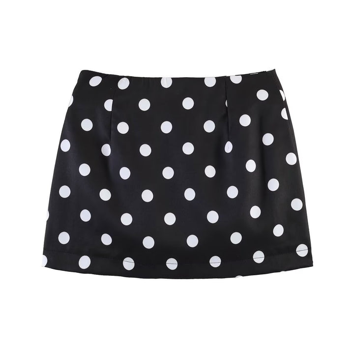 Dame miniskjørt med trendy prikkedesign og elastisk midje Skjora