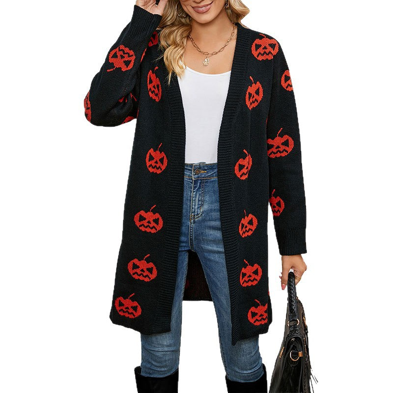 Dames cardigan med Halloween motiv Skjora