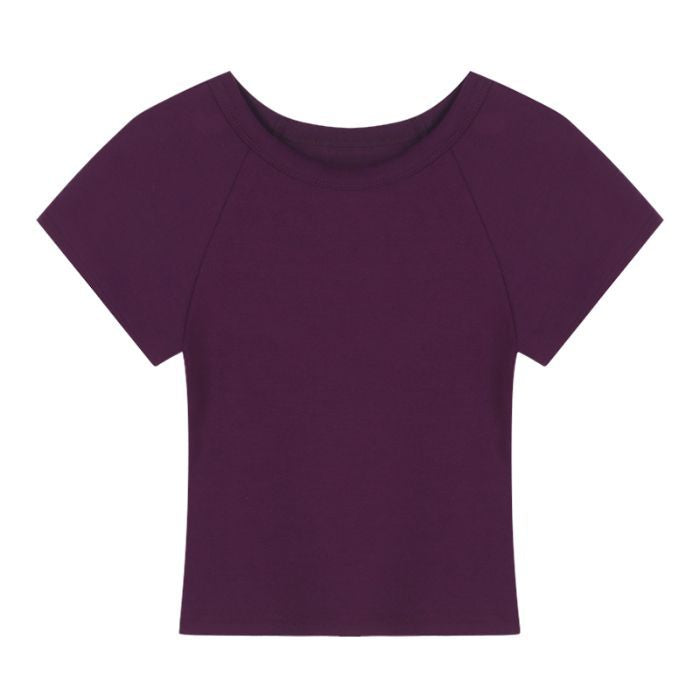 Dame Cropped T-skjorte med moteriktig rund hals og uformelt design
