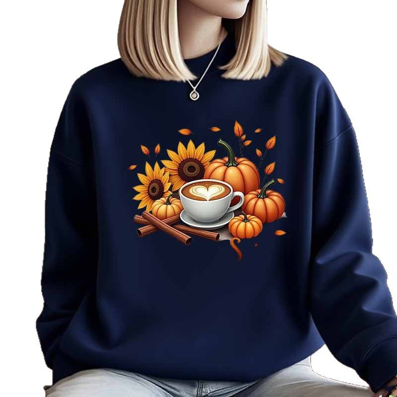Dame sweatshirt med høstmotiv og spesiell trykk Skjora