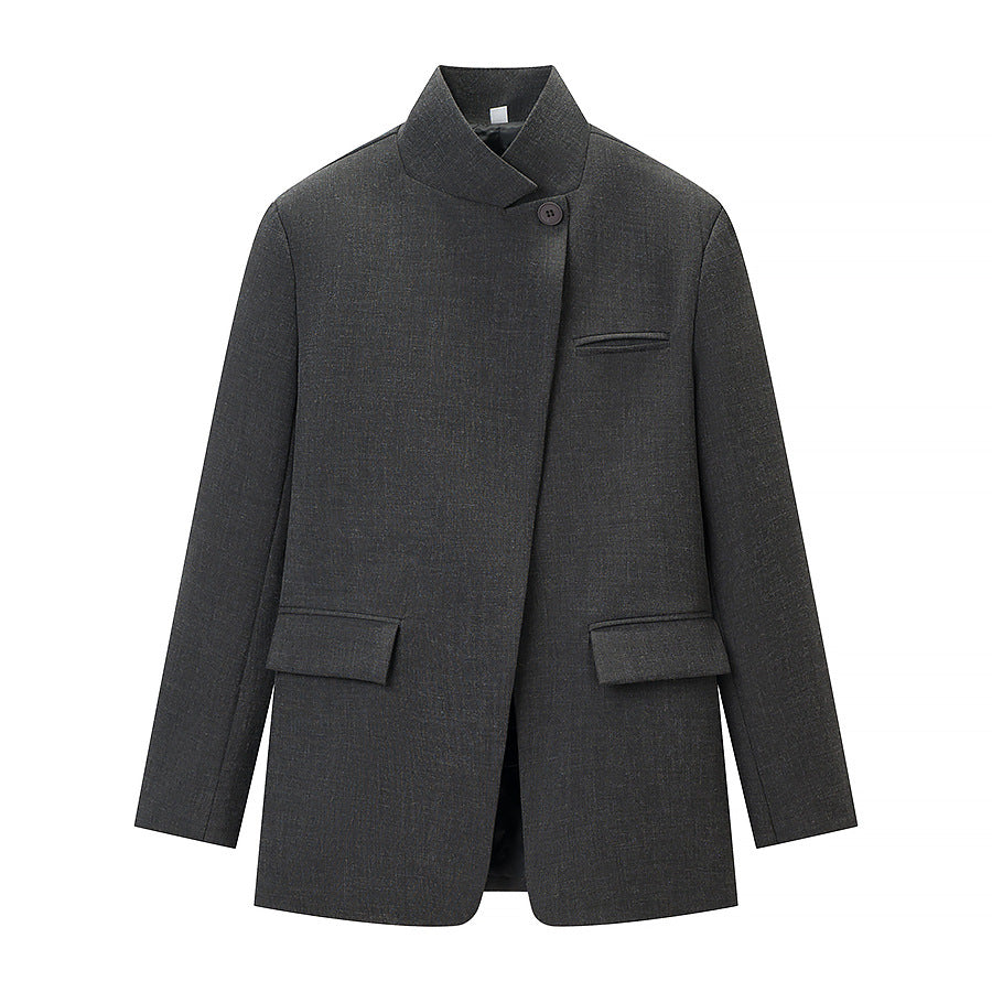 Dame Mote Blazer Jakke i Casual Stil med Praktiske Lommer Skjora