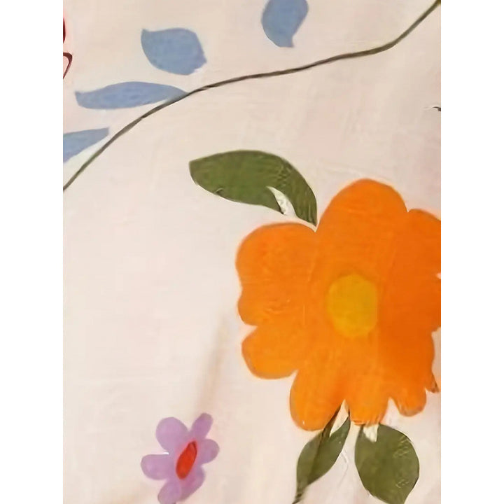 Dame bluse sett med blomstermønster og elastisk liv Skjora