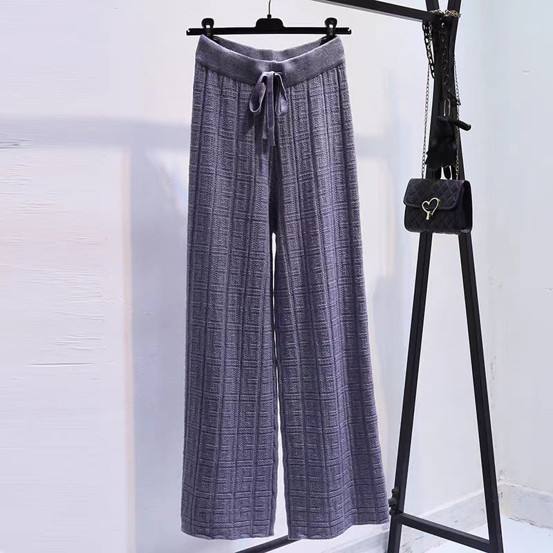 Women's loose summer trousers with elastic waist and fixed stripe pattern Skjora