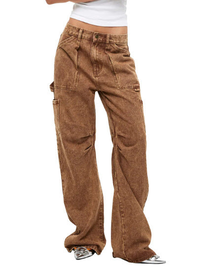 Dame Cargo-jeans i avslappet snitt med praktiske lommer Skjora
