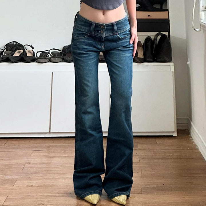 Dame Bootcut Jeans med høy midje og sidelommer Skjora