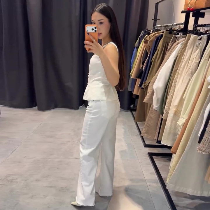 Damer Elegant Topp med skreddersydd snitt og dekorative knapper Skjora