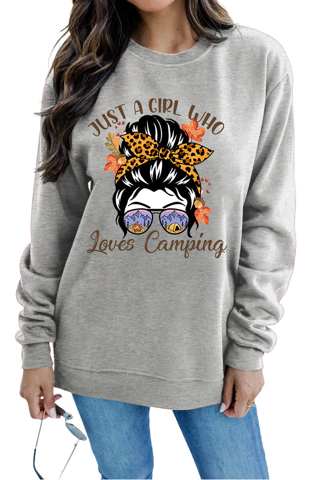 Kvinne sweatshirt med kunstnerisk campingmotiv Skjora