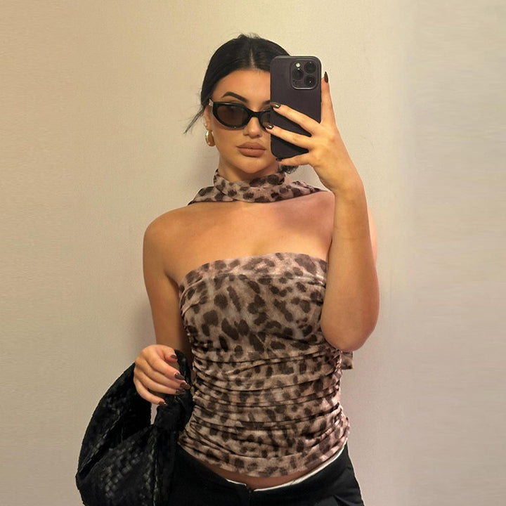 Dame Elegant Wrap Top med asymmetrisk kutt og volangdetaljer Skjora