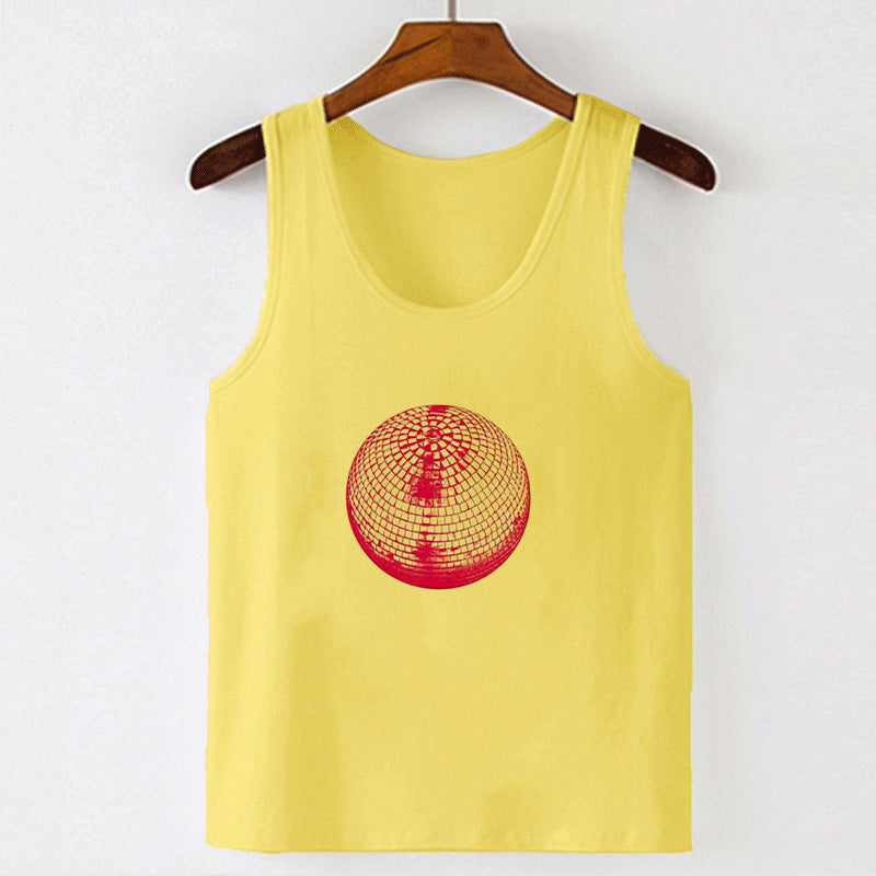 Dame cropped T-skjorte med kreativt speilball-design Skjora