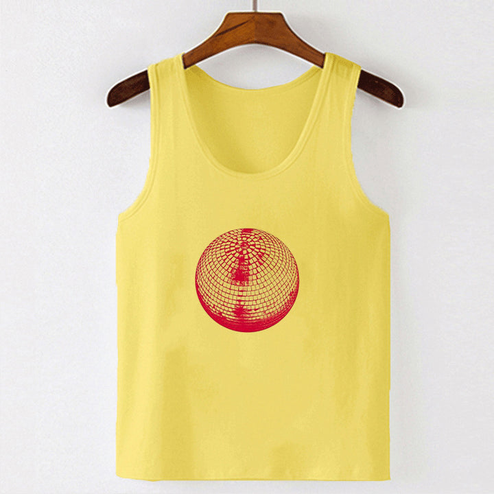 Dame cropped T-skjorte med kreativt speilball-design Skjora