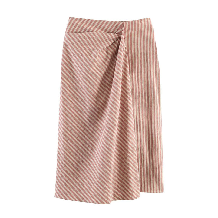 Dame omslagskjørt med diagonalt stripemønster og elegant drapering Skjora