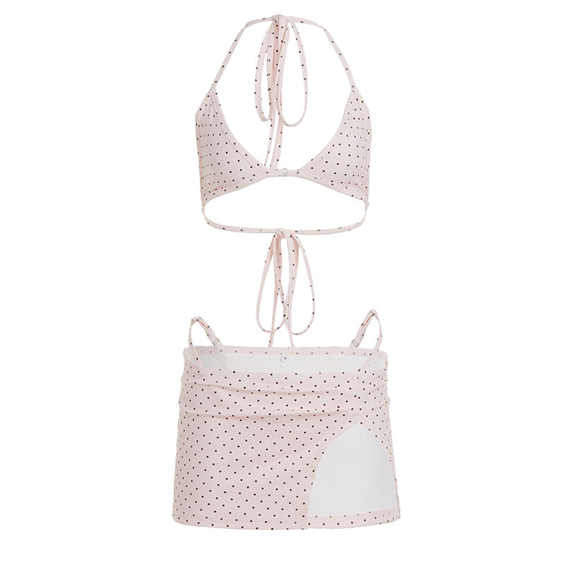 Dame bikini-set med justerbare stropper og delikate prikker Skjora