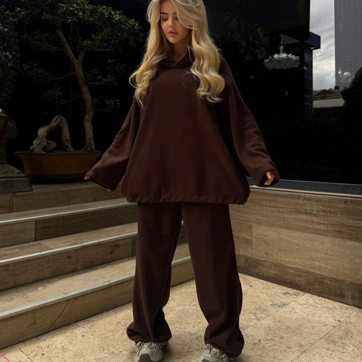 Damer koselige og stilige loungewear-sett med hette Skjora