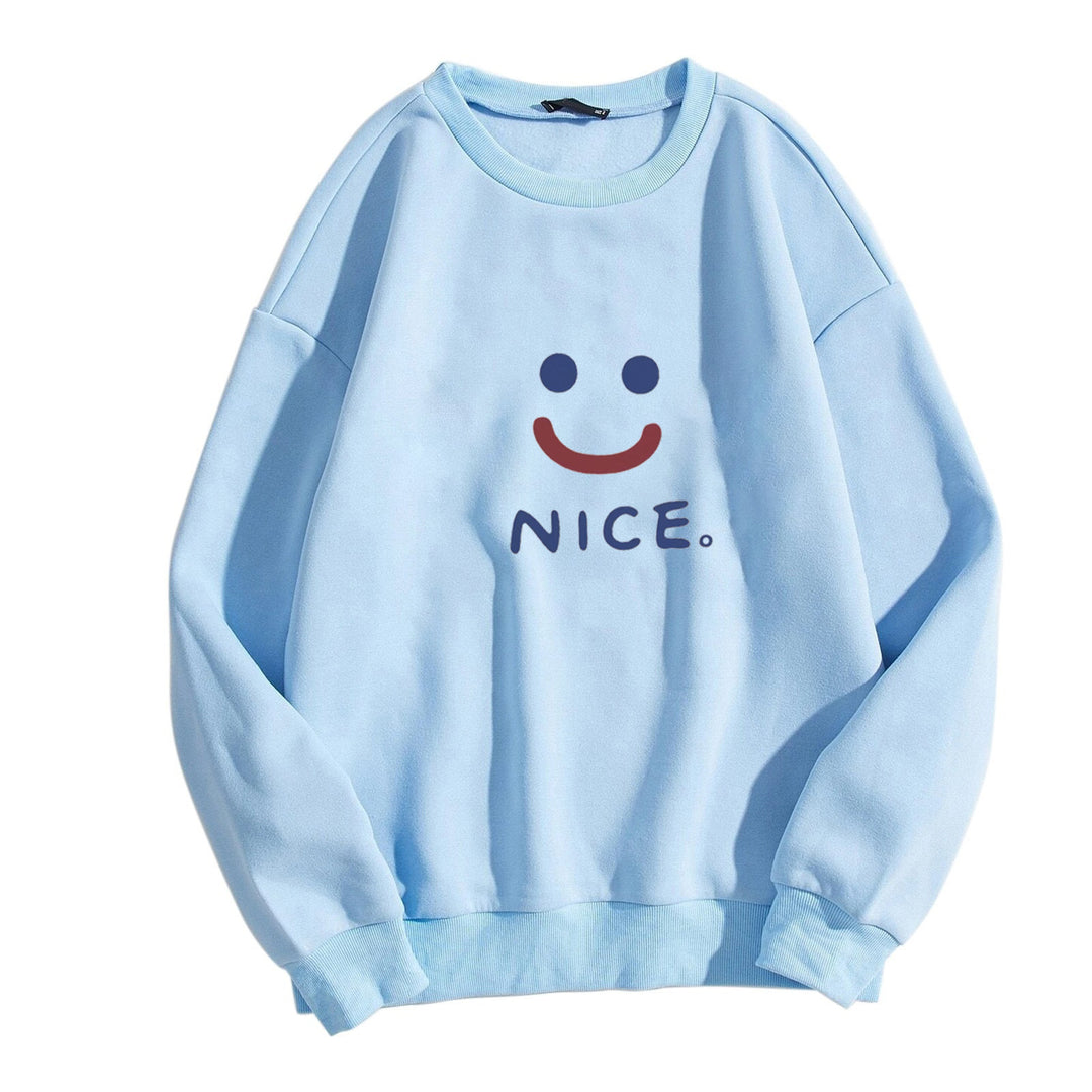Damer uformell sweatshirt med gledelig smile-motiv Skjora