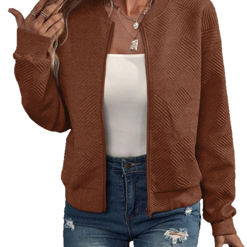 Damers fashionable sweatjakke med teksturdesign og glidelås Skjora