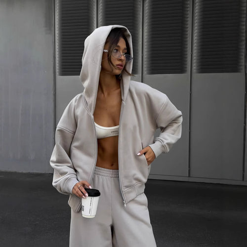 Kvinners koselige oversized fleece-sett Skjora