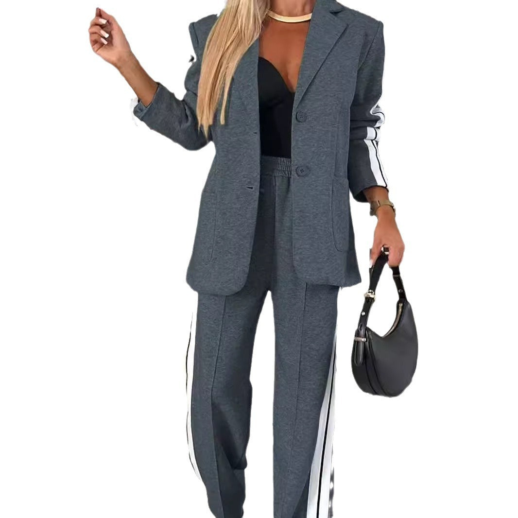 Damer sporty blazer dress med sidestriper Skjora