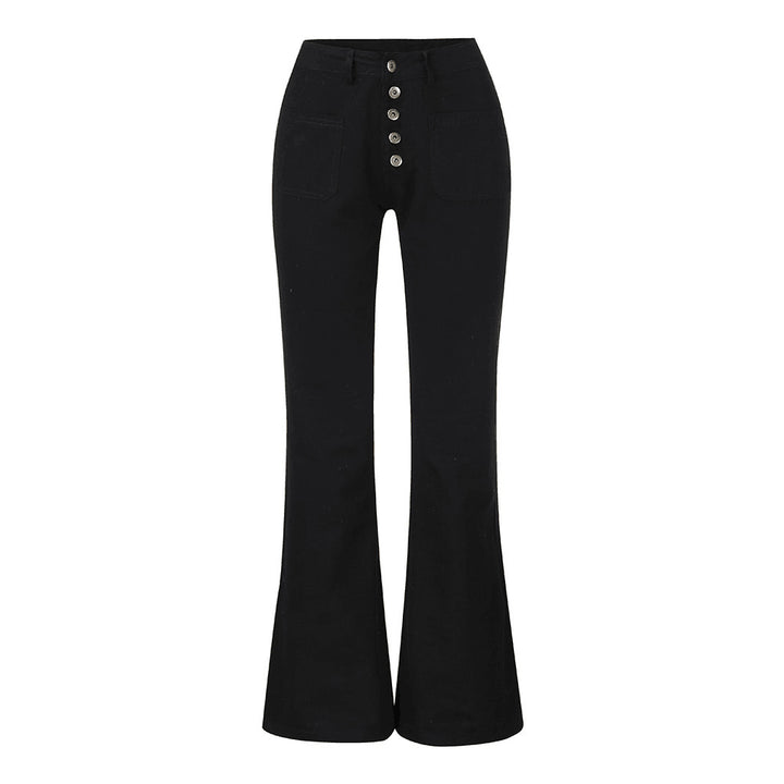Dame Schlagjeans med høy midje og retro knappdetaljer Skjora