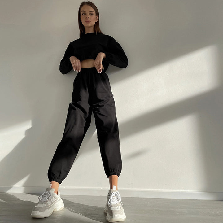 Dame sporty loungewear-set med løs passform og elastisk midje Skjora