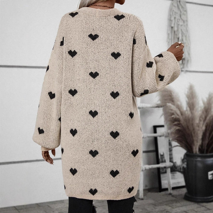 Dame cardigan med hjerte mønster og avslappet passform Skjora