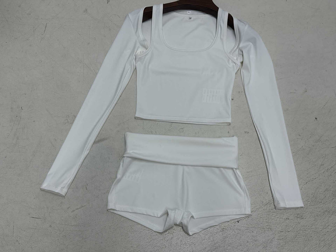 Dame Sportslig Crop-Top og Shorts Sett Skjora