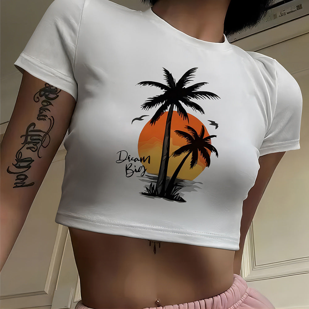 Dame Crop-Shirt med lekent spøkelsesmotiv Skjora